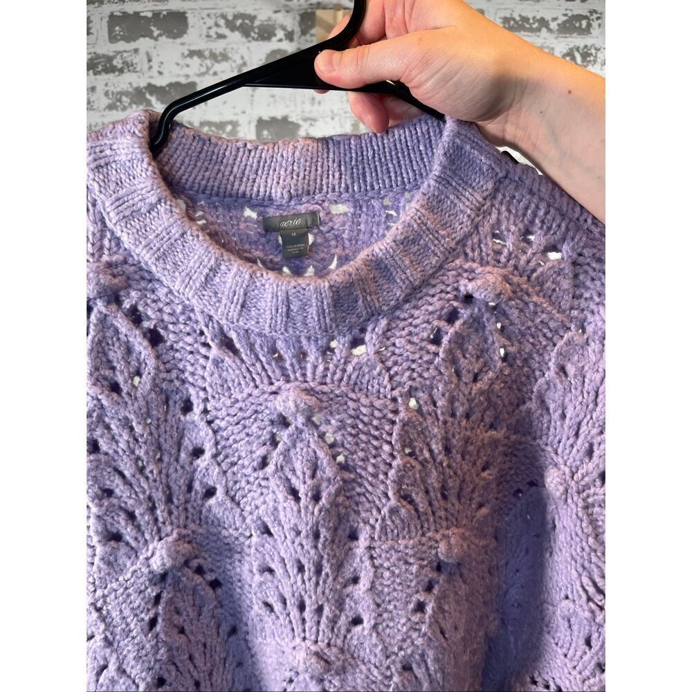 Aerie | women lilac purple knitted crewneck sweater - Picture 2 of 9